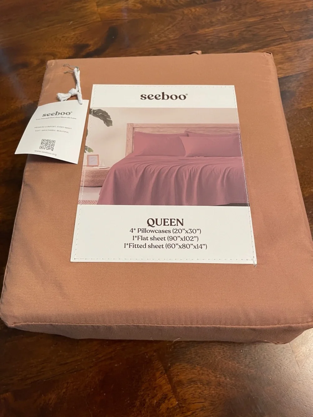 SEEBOO 6-piece Ultra Soft Sheet Set, Deep Pocket, Queen, Mocha